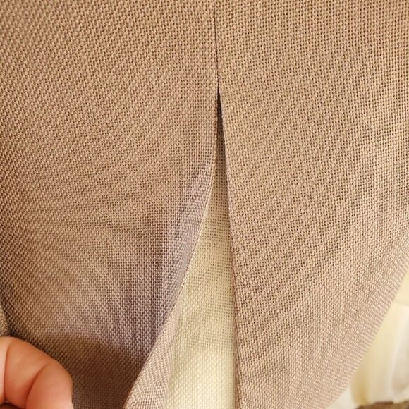 Vintage 80s Jacobson’s Skirt Suit Set Size M Taupe Cream Minimalist Power Suit - Picture 7 of 12